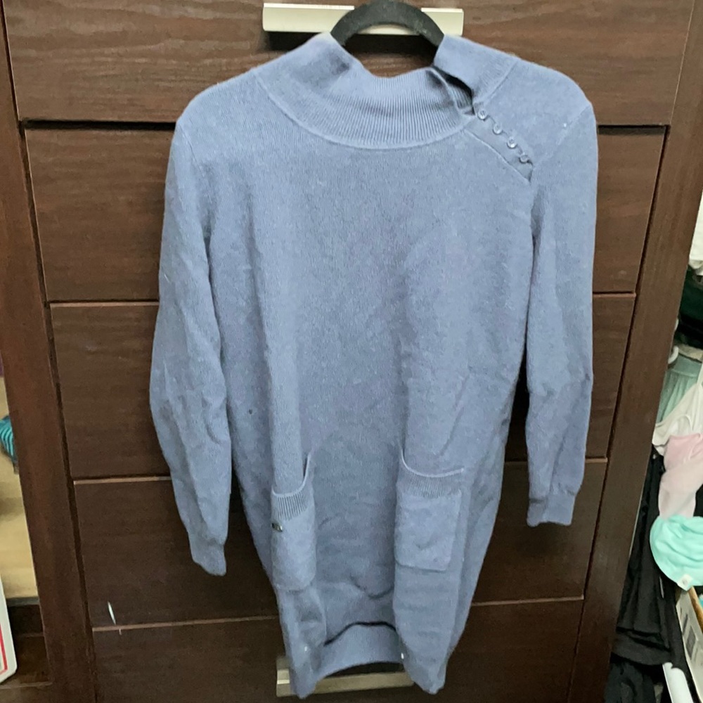 L Blue Lacoste Sweater *two holes*